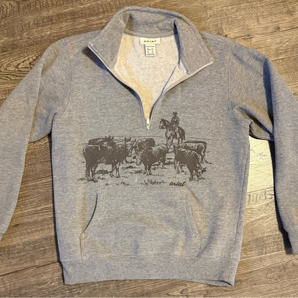 Ariat Women's Gray Sweatshirt with Cowboy Print